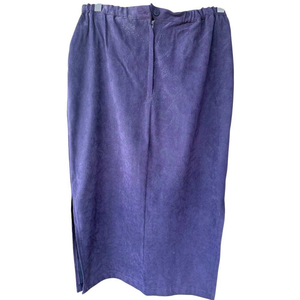 Vintage 90s Rikki J Womens Purple Jacquard Floral Midi Skirt Side Slit Size 10